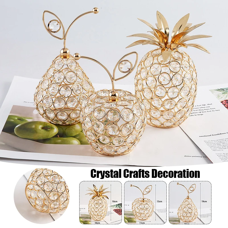 Creative Crystal Crafts Apple Pear Pineapple Shape European Style Bedroom Living Room Home Decoration Ornaments Gift