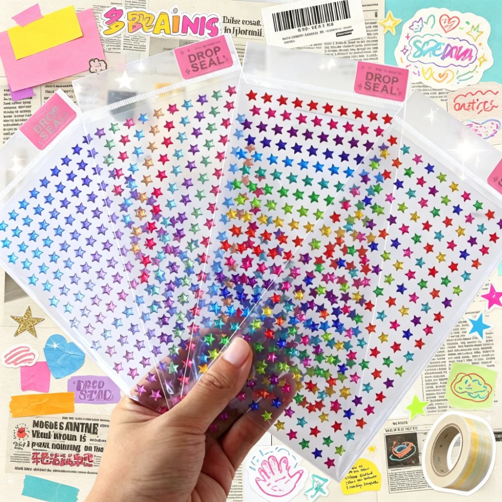 1PC Self-Adhesive Star Sticker for Album Handmade Card Gift Wrapping Phone Case Decoration Dreamy Atmosphere Craft Supplies