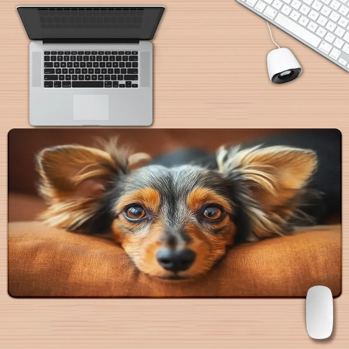 1pc Cute Puppy Lunch Break Design Mouse Pad - Non-Slip Rubber Base Gaming & Office Desk Mat with High-Resolution Print, Durable