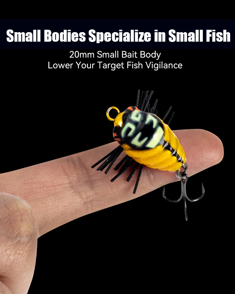 LEYDUN MicroBug Insekten-Angelköder, 20 mm, 1,4 g, 30 mm, 3,5 g, hochdichter Polyurethanschaum, schwimmende Topwater-Insektenköder-Wobbler – Detail 6