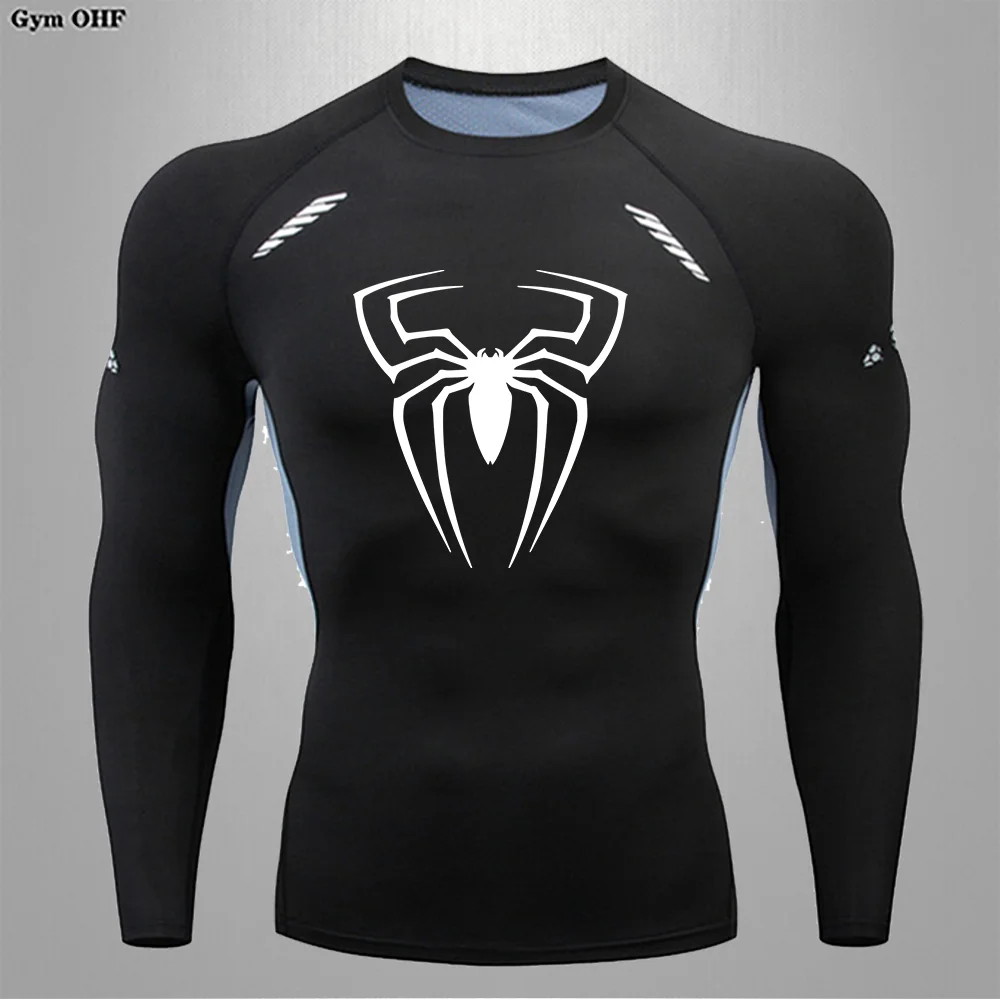 

Spider Men Sports Rashgard Long Sleeves T Shirt Print Compression Men Running Shirt MMA Workout Bodybuilding Quick-Dry T-Shirts