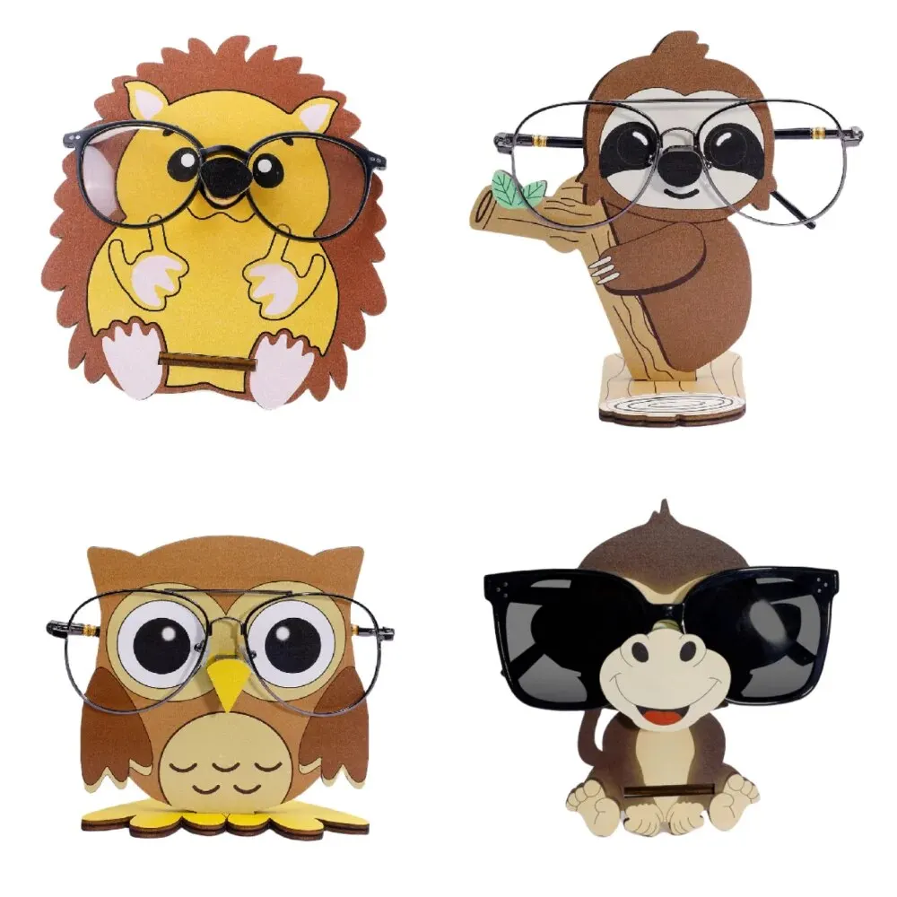 Hedgehog Sloth Pattern Cartoon Wooden Glasses Frame Storage Rack Single Layer Glasses Storage Holders Sunglasses Display Racks