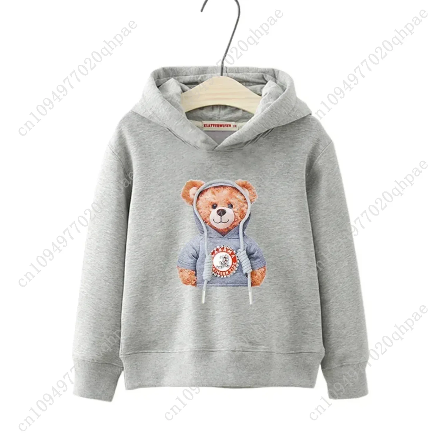 Autumn Winter Long Sleeve Teddy Bear Print Children Hoodie Kids Girl Boys Cartoon Street Casual Hip-hop Sweatshirts Pullover Top
