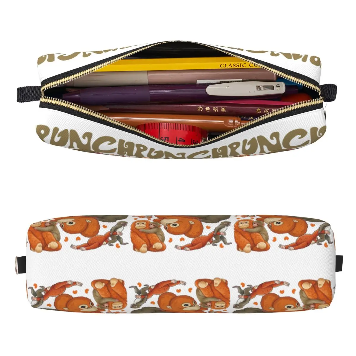 Lovely Baby Monkey Punch Holding Plush Toy Pencil Case Pencil Box Pen for Girl Boy Big Capacity Bag Office Zipper Stationery