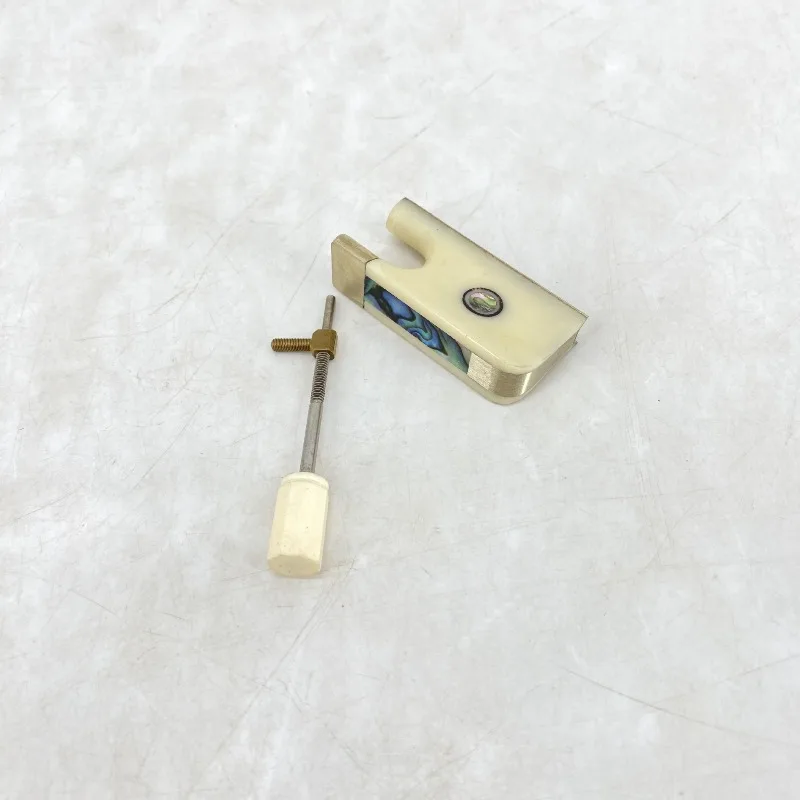 4/4 Cello Bow Frog Bone Inlay Brass Screw Bow Frog Replacement Cello Bow Parts