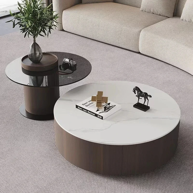 Designer Coffee Table Nesting Neat Round Mobile Luxury Center Tables Living Room Balcony Orta Sehpa Room Furniture image 5