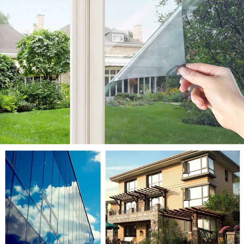 Mirror Window Film One Way PET Sun Blocking Reflective Self Adhesive Solar Film Heat Control Privacy UV Protection