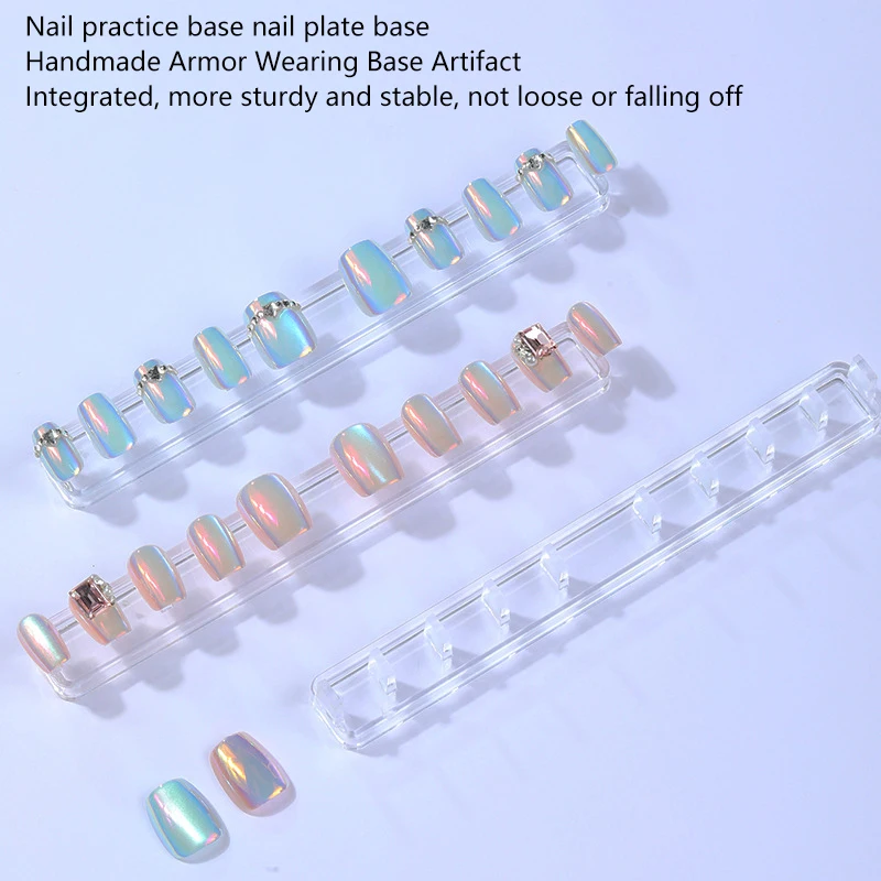 10 Compartments Transparent Nail Art Display Stand False Nail Tips Practice Support Holder Salon Nail Practice Crystal Base