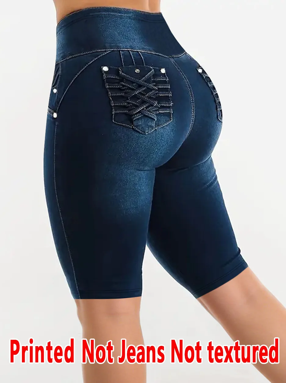1376 [Printed Leggings - Not Faux Denim Fabric]Printed Leggings Without Texture - Non-Faux Denim Fabric,