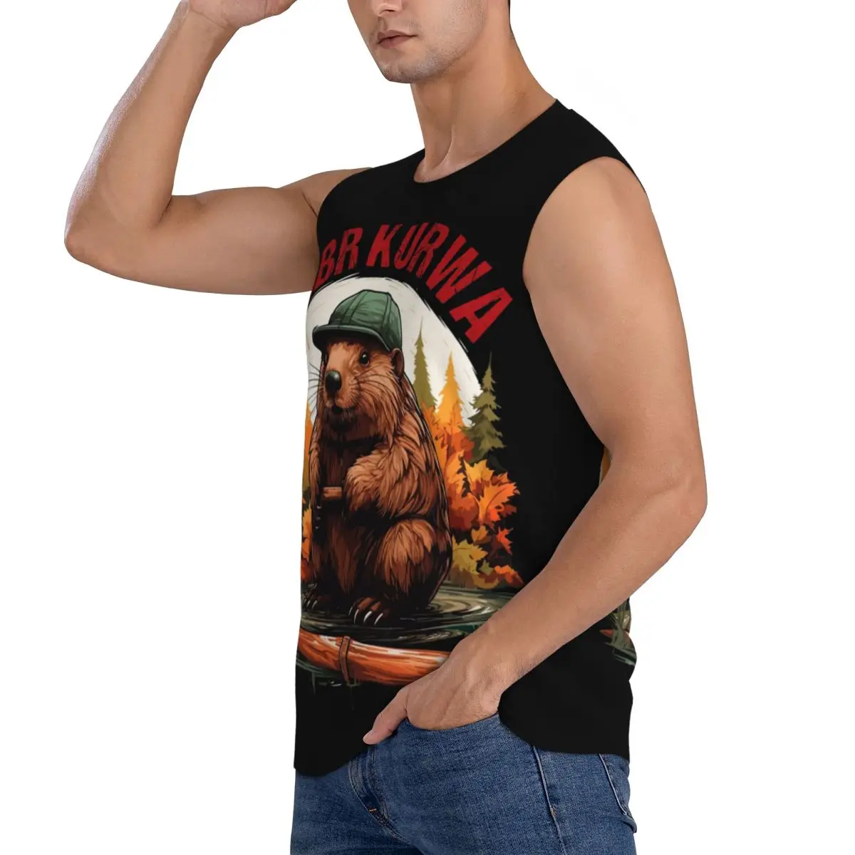 Bobr Kurwa Bober Beaver Men Sleeveless Tank Tops Quick Dry Breathable Gym Fitness Running Summer Casual Sport Vest