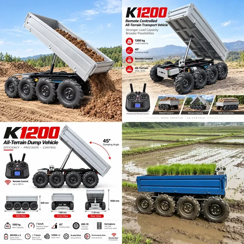 for 1 Ton Electric Mini Dump Truck Remote Control Self Loading Trolley Agricultural Vehicle Free Delivery