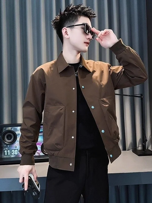 

New 2025 Men's Workwear Jaet Trendy Slim Fit Cotton Spring Autumn Casual Outerwear Faionable Lightweight M Coat