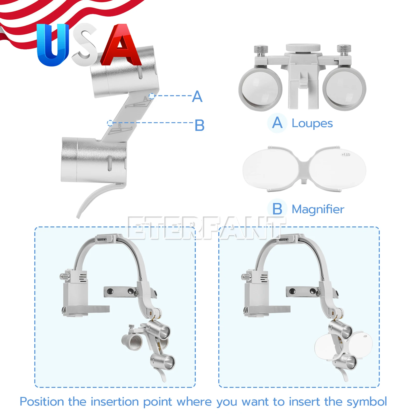 3.5X الأسنان الجراحية عقال مجهر Loupes + 5 واط LED رئيس ضوء 2Led/دكتور مساعد البراز كرسي متنقل قابل للتعديل أزرق/أسود