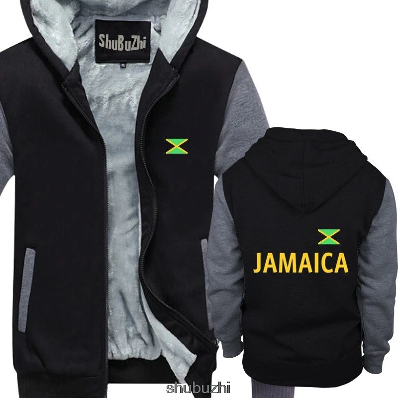 JAMAICA thick hoody - schwarz/gelb mit Flagge jamaica rasta reggae men brand hoody thick jacket New hoodies sbz3537