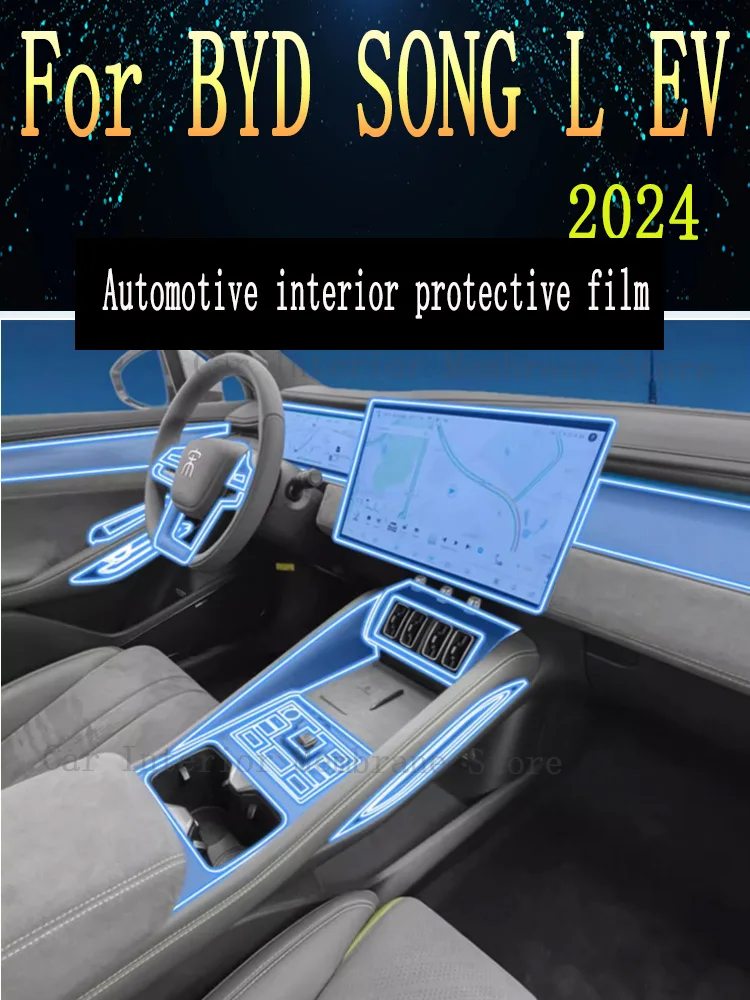 

For BYD SONG L EV 2024 Navigation Center Console Gear Panel Screen TPU Car Interior Protective Film Anti-Scratch Sticker