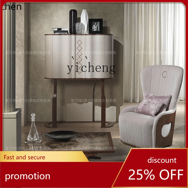 

HXL wine cabinet art creative curved entrance cabinet light luxury dining side solid wood decorative cabinet