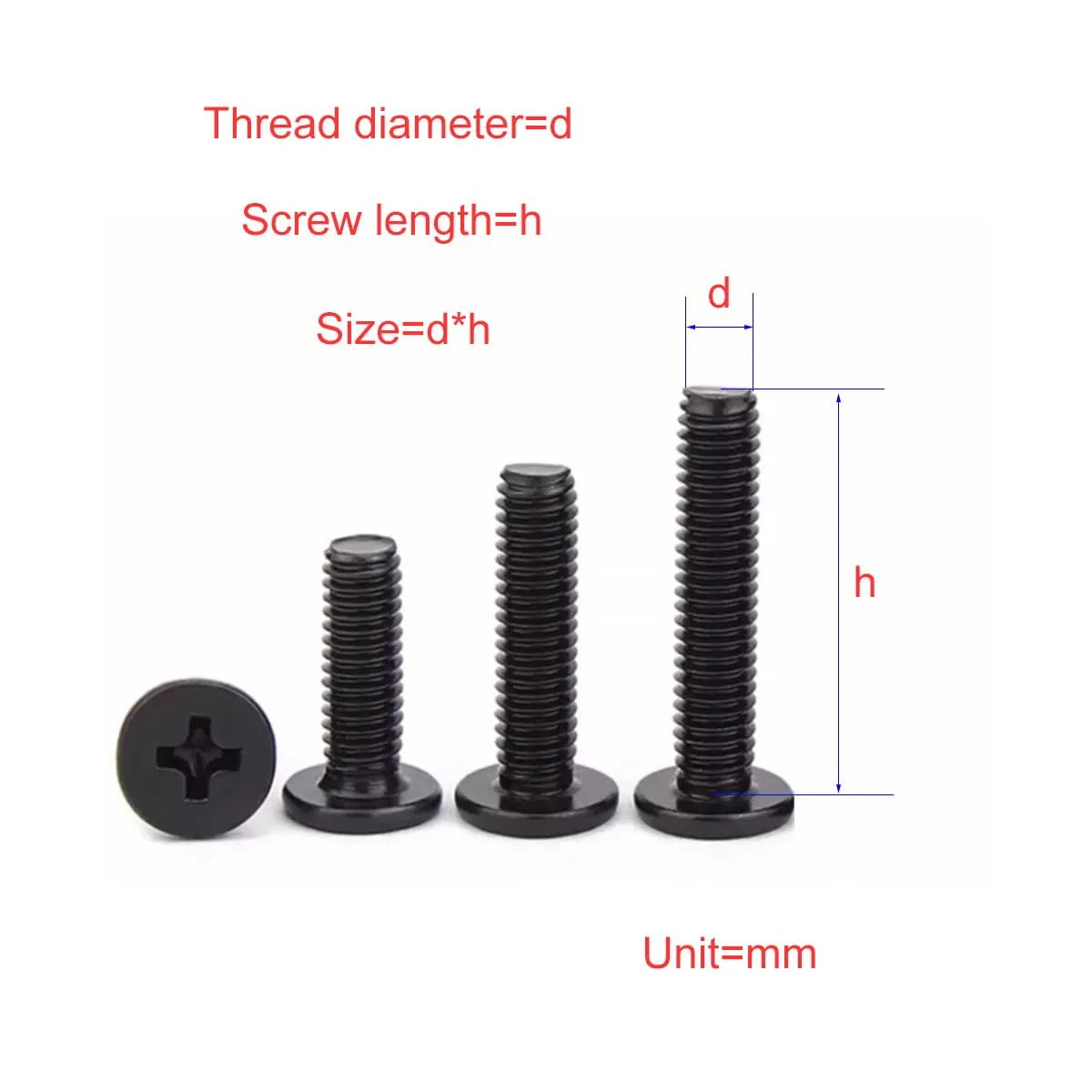 

Black 304 Stainless Steel Thin Cross Flat Head Screw/Laptop Screw M2.5M3M4M5M6