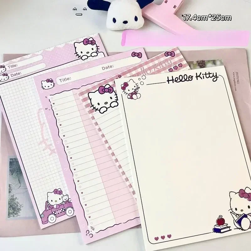 Bloc de notas Kawaii de Hello Kitty para estudiantes, libreta de dibujos animados, Sanrio, material de papelería de aprendizaje, 30 piezas