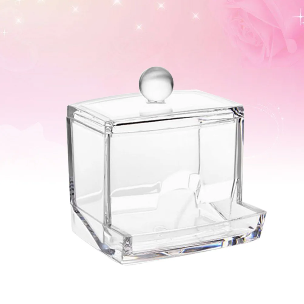 

Transparent Acrylic Cotton Swabs Storage Box Desktop Organizer Pads Container Cover Case Swabs Storage Box
