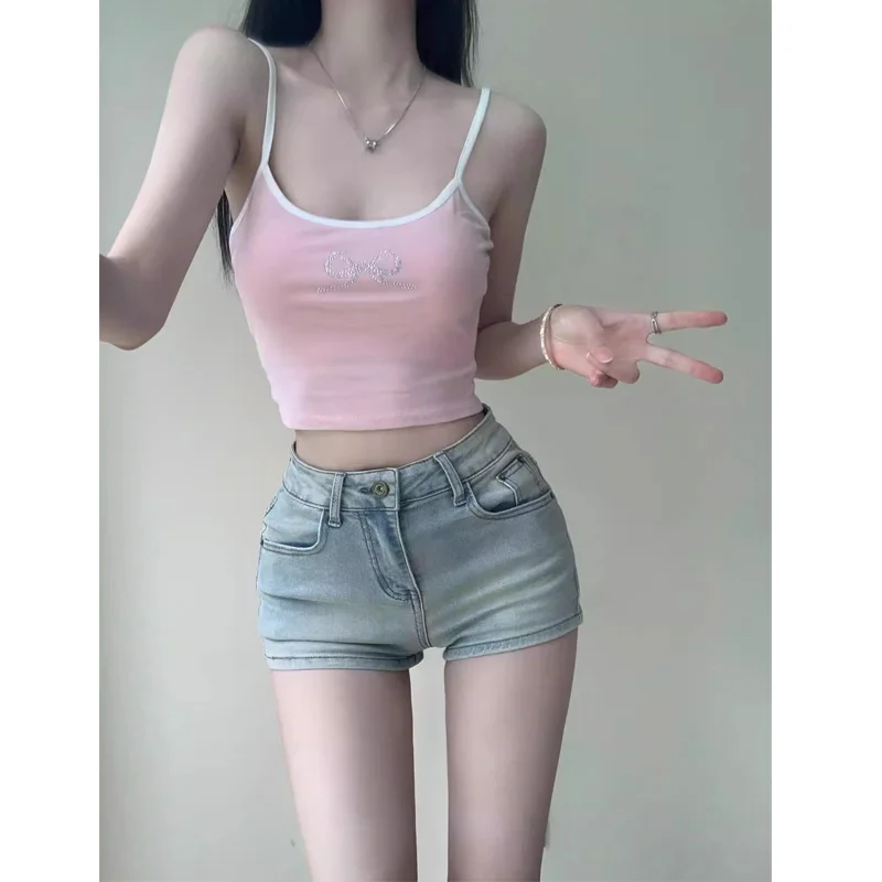 

American Style Hot Girl High Waist Distressed Straight Leg Jeans Shorts Casual Wear Summer New Arrival Women's Fashion