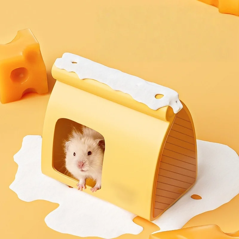 Ceramic Cooling Hamster House Cheese-Shaped Igloo for Summer Cooling Golden Hamster Hideaway House