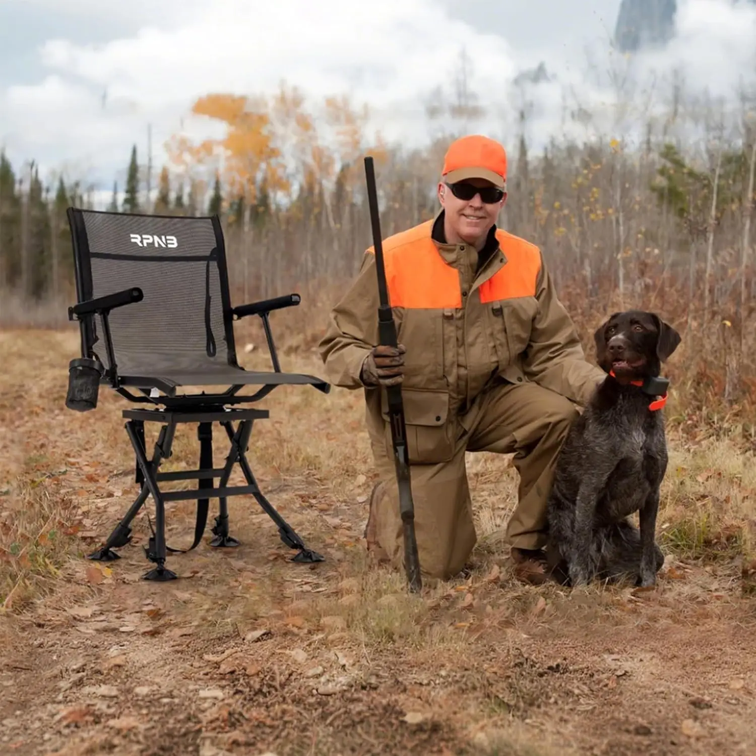 RPNB Hunting Chair, Silent Hunting Blind Chair, 360° Swivel Hunting Chair with Adjustable Legs and All-Terrain Duck Feet, 300LBS