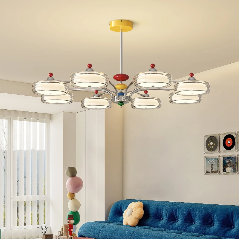 

Living room chandelier creative color dopamine hall main light high sense Bauhaus eye protection restaurant chandelier
