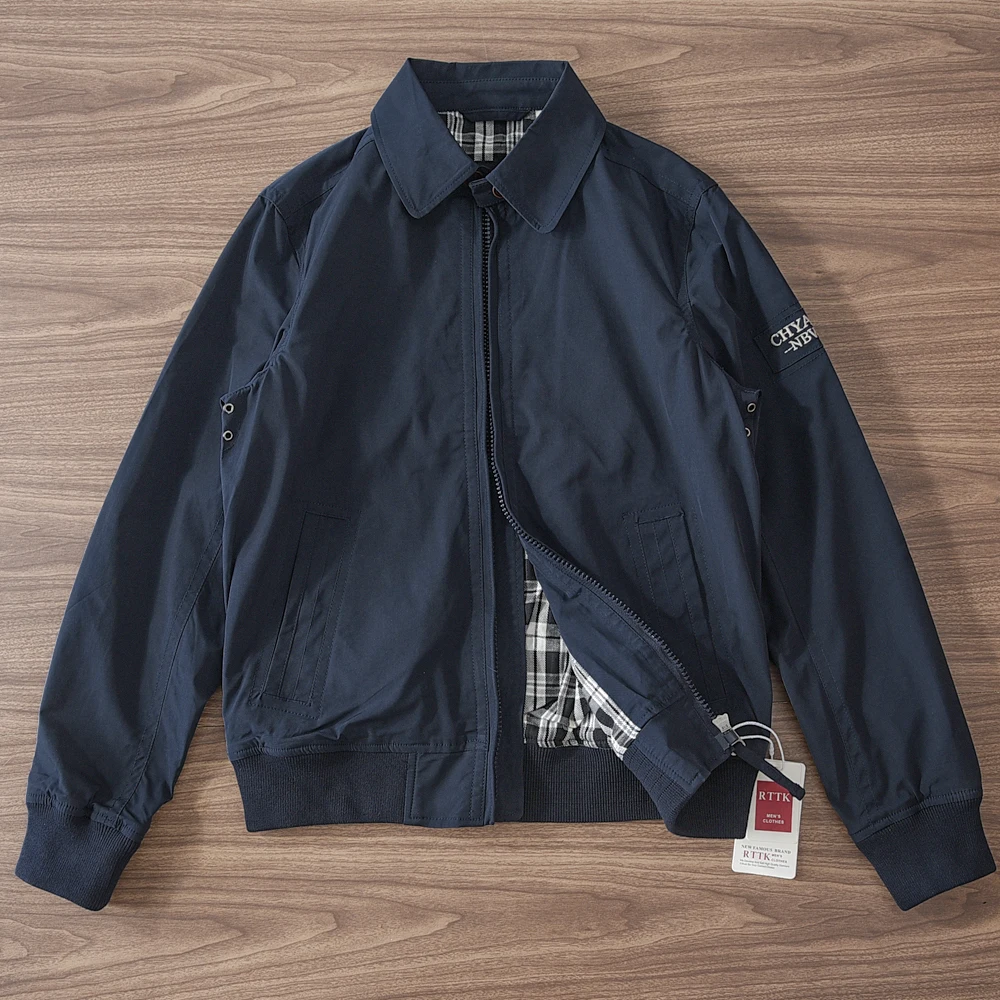 

2025 Spring Autumn New American Retro Long Sleeve Lapel Zipper Cargo Jacket Men's Simple High End Business Casual Windproof Coat