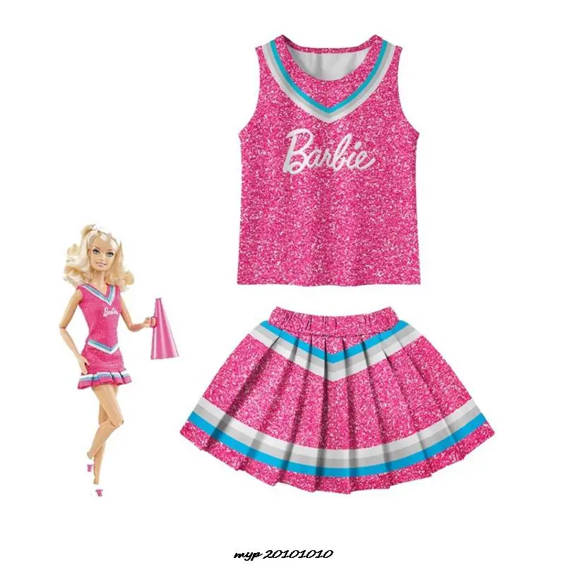 Disfraz de Cosplay para niños y niñas, traje de Barbie, película, fiesta de cumpleaños, vestido de princesa rosa, Halloween, Carnaval, conjuntos de