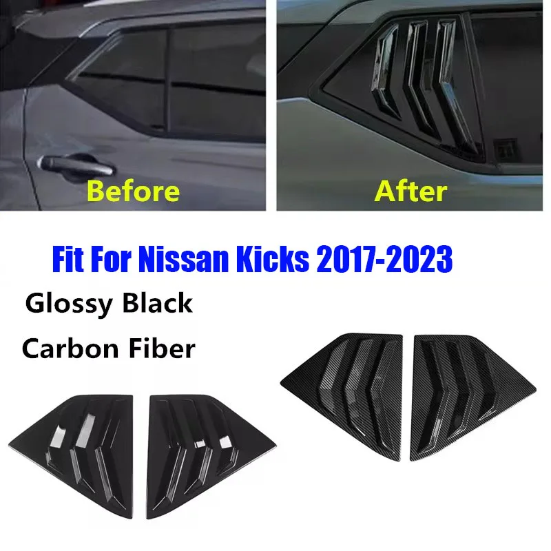 Rear Side Vent Quarter Window Louver Cover Trim Fit For Nissan Kicks Accessories 2017 2018 2019 2020 2021 2022 2023