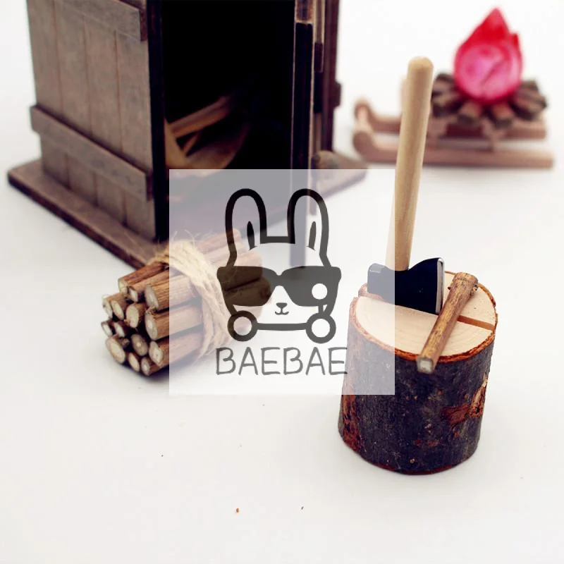 1/3Pcs New Fashion 1:12 Dollhouse Simulation Miniature Field Chicken Nest Axe Woodcutting Countryside Toilet Decoration