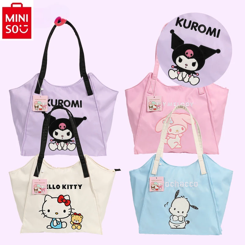 MINISO Sanrio, Hello Kitty Kuromi, Студенческая Милая универсальная ручная сумка через плечо, вместительная сумка для покупок