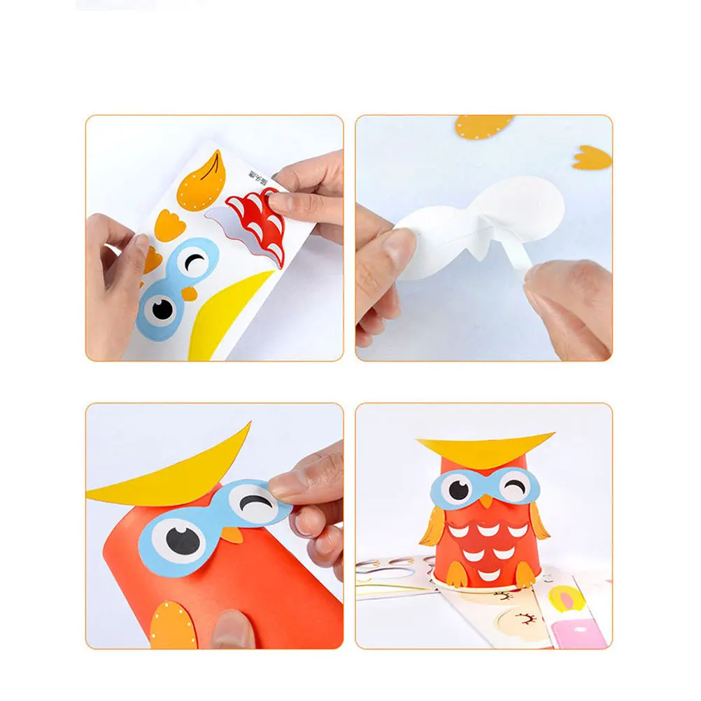 Kit de gobelets en papier pour bricolage, 1 ensemble de gobelets, 10 planches de papier, autocollants de dessin animé, carte de référence à Double bande, autocollant sûr et Durable pour gobelets en papier