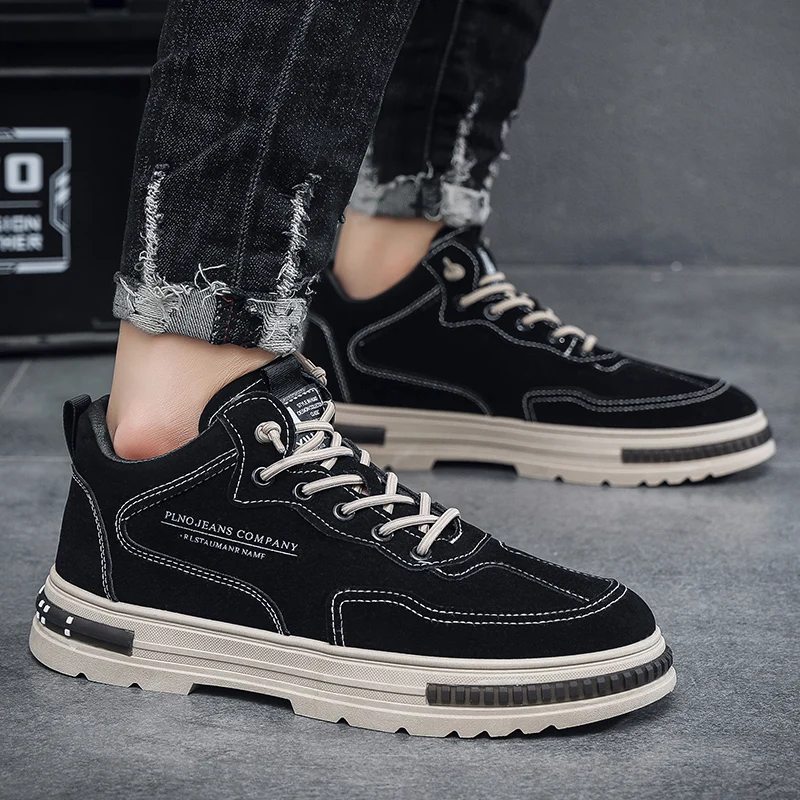 أربعة مواسم الرجال المنخفضة أعلى شقة منخفضة الكعب الجلود ريترو ستايل عادية الدانتيل متابعة المألوف ومتعددة الاستخدامات ملابس العمل حذاء كاجوال
