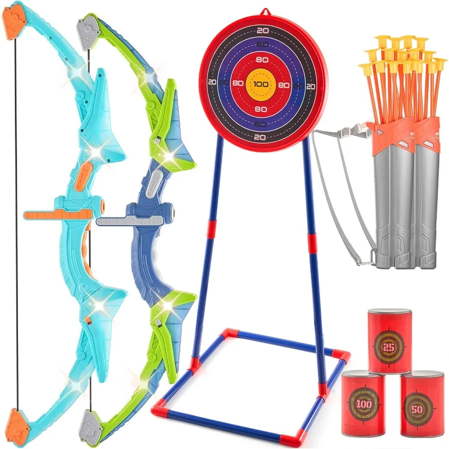 

Bow and Arrow Set for 2 Pack LED Light Up Archery Set with 20 Suction Cup Arrows Indoor Outdoor Toy for Boys Girls Age 48 812
