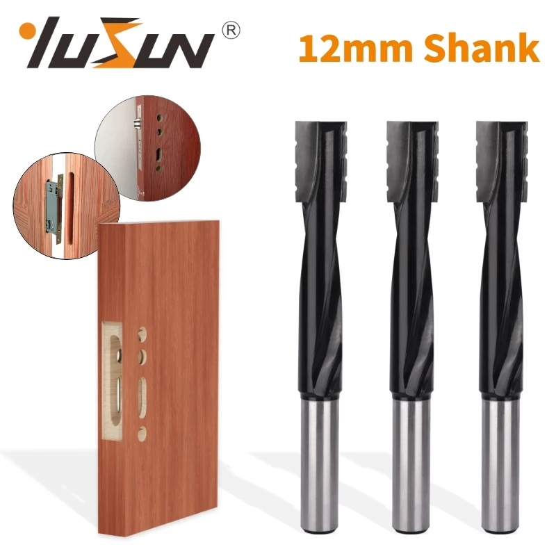 YUSUN 12MM Shank Spiral Cleaning Bottom Bit Router Bit Woodworking Milling Cutter For Wood Bit Face Mill Carbide Cutter End Mil