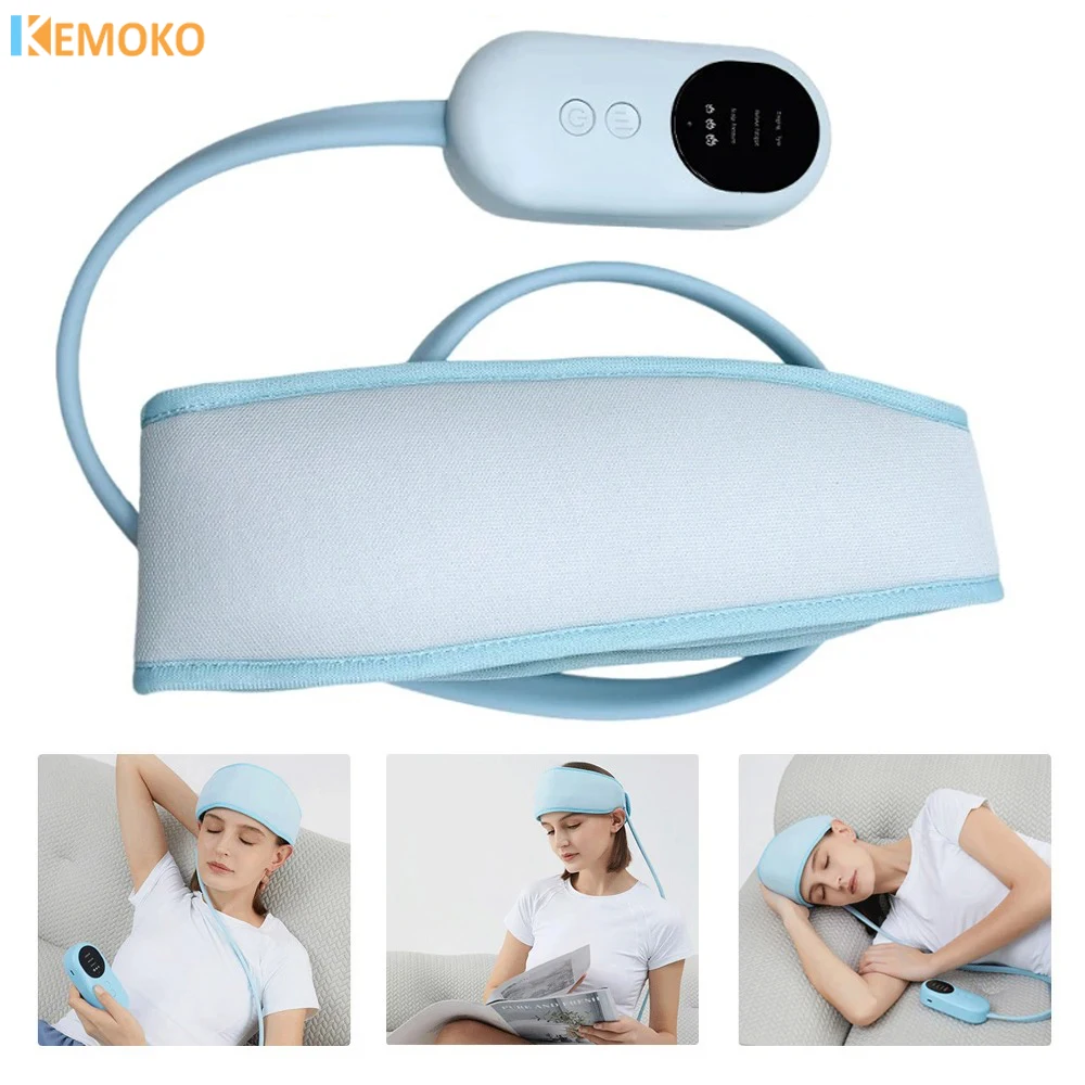 Head Massager Hot Compress Kneading Massage Migraine Relief Stress Headache Improve Sleep Headband Air Pressure Airbag Electric