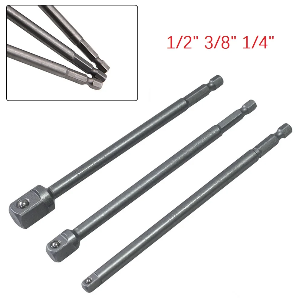 

1 3pcs 150mm Drill Bit Socket Adapter Set Chrome Vanadium Steel Extension Bar 1 4 3 8 1 2 Hex Bit Set Power Tools