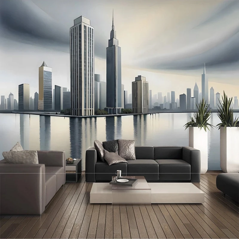 Custom 3D Wall Mural Geometric Landscape Abstract Wallpaper Living Room Background Home Decor Wall Covering Papel De Parede