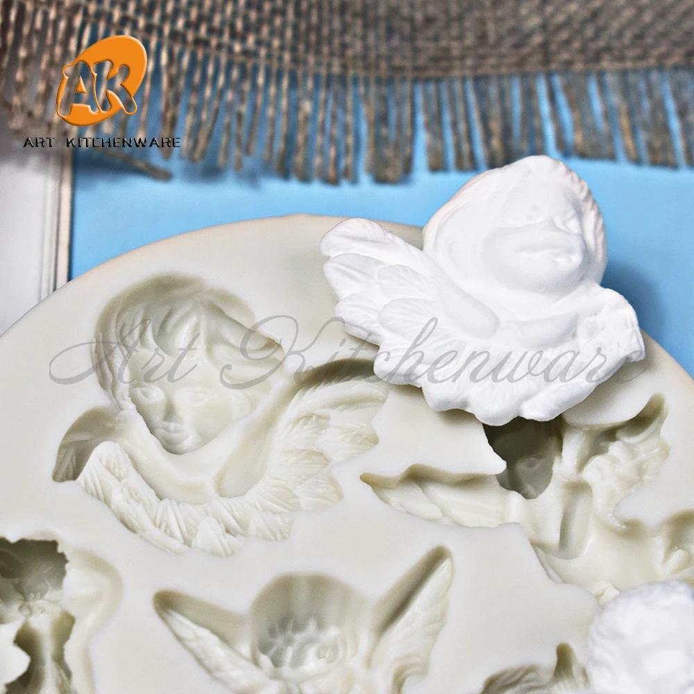 Angel Silicone Mold Fondant Cake Decoration Silicone Mold Hand Made Decorating Chocolate Candy Silica Gel Mold  Sugarcraft Cake