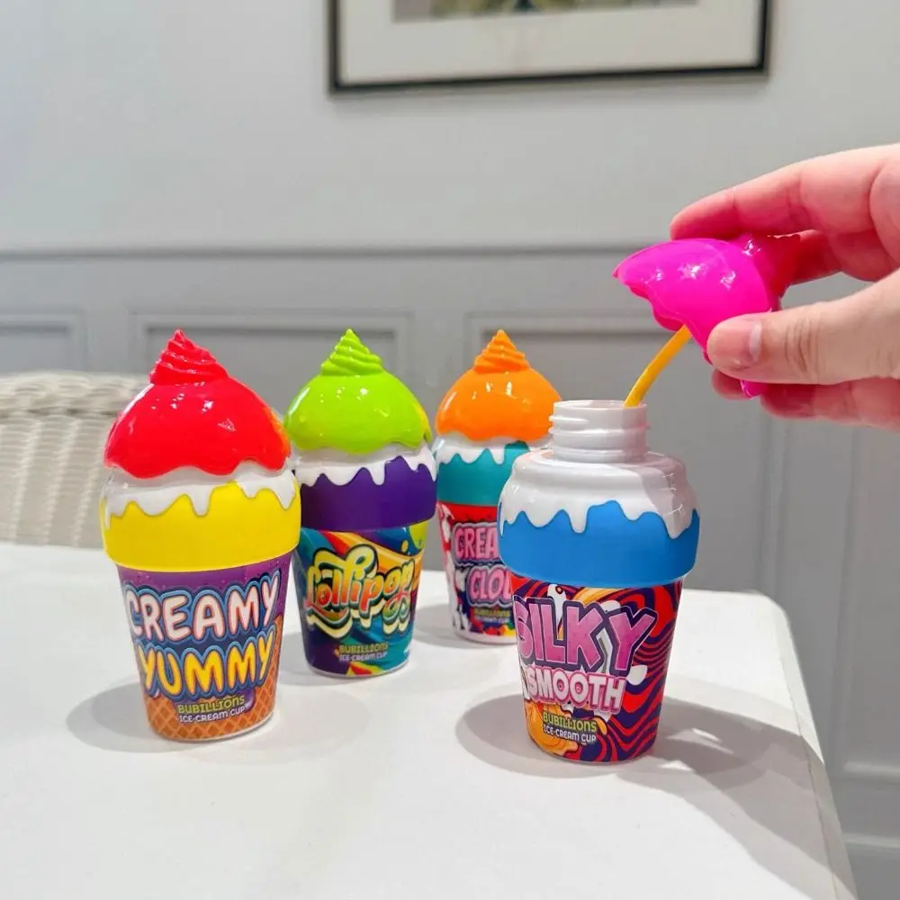 آيس كريم شكل الأطفال فقاعة تهب اللعب 30 مللي مقلوب دون تسرب زجاجة فقاعة سائلة يده المحمولة فقاعة المياه