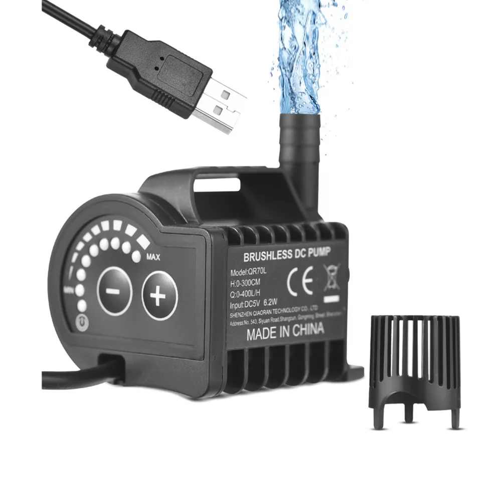 

400L/H DC5V Submersible Water Pump Fountain For Fish Tank Hydroponics Ponds Aquariums Brushless Centrifugal Water Circulation