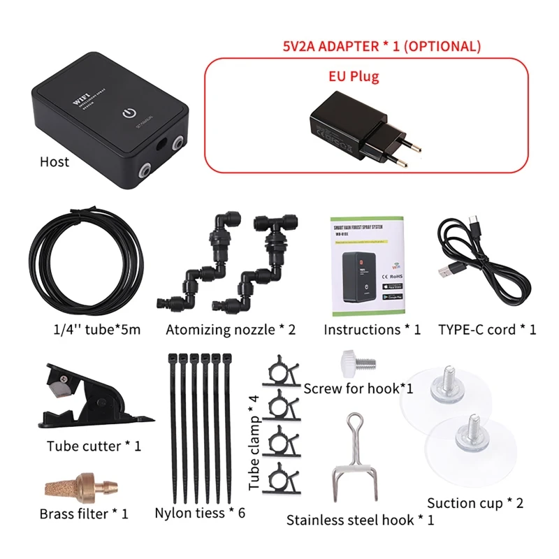 Imagem -05 - Eua Plug Tuya wi fi Inteligente Réptil Umidificador Temporizador Automático Kit Sistema de Pulverização Névoa Floresta Tropical Sprinkler Controlador Rega Kit ue