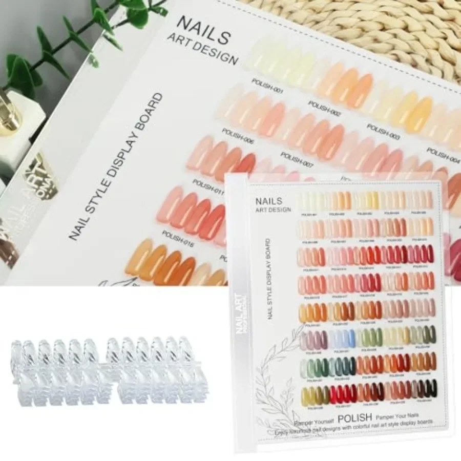 

160 Nail Color Display Nail Art Sample Chart Acrylic Gel Polish Rack with 240pcs Nail Color Display Tips for Salon and Home Use