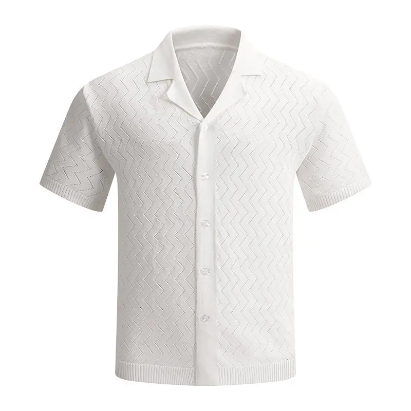 

Мужской повседневный вязаный свитер с коротким рукавом, однотонный, дышащий, удобный, из полиэстера, модный топ для весны и лета