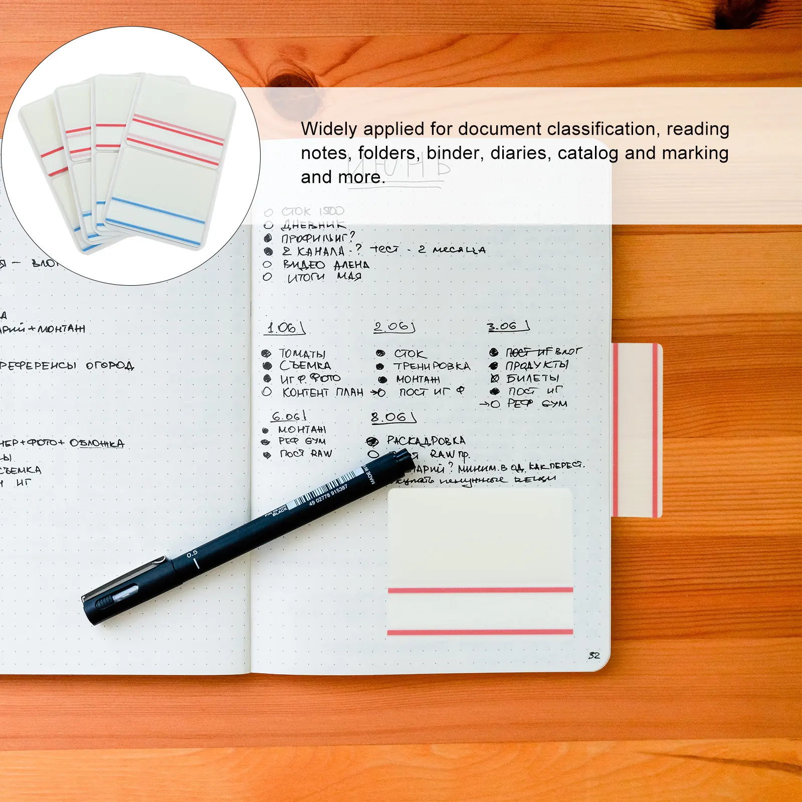 

4 Sheets Vibrant Colored Adhesive Book Tabs Writable Page Markers for Document Classification Catalog Bookmarking Study Notes