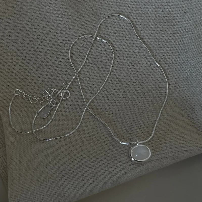 VENTFILLE 925 Silver Jade Circular Necklace for Women Girl Birthday Gift Minimalism Fashion Jewelry Dropshipping