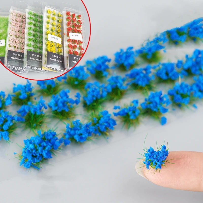 Artificial Flower Cluster Static Grass Bush Green Plant Miniature Scenery for Outdoor Garden Wargaming Terrain Landscape Materia