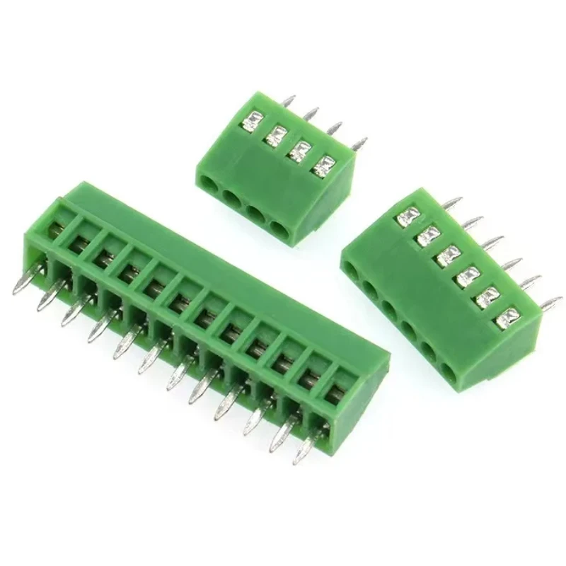 50 stks 2.54 MM PCB Universele Schroefklemmenblokken Connector 2/3/4/5/6/7/8/9/10-12 Pin/Poles KF128 Rechte Pin Koper