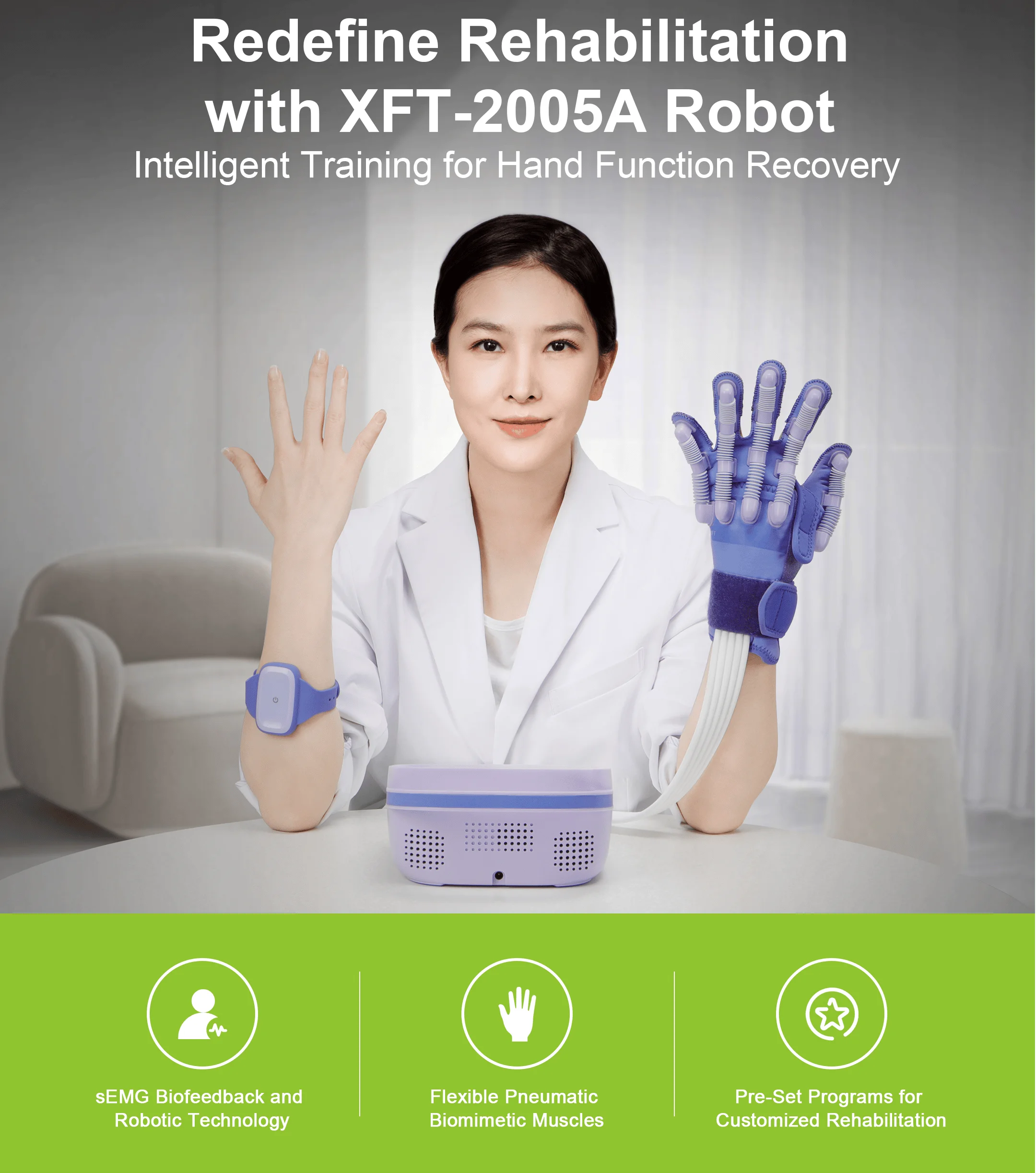 

Профессиональные медицинские принадлежности 2025 года, роботизированные устройства для реабилитации рук, устройство для функциональных тренировок, перчатки для робота, терапевтические принадлежности